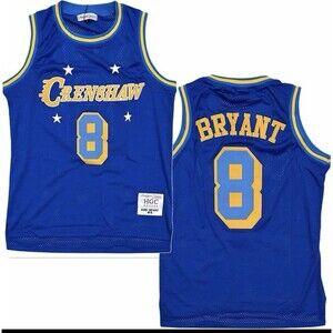 Headgear Classics Crenshaw Kobe Bryant #8 Basketball Jersey Blue Yellow Size L